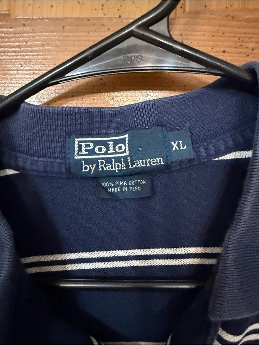 Ralph Lauren Navy and White Striped Polo Shirt